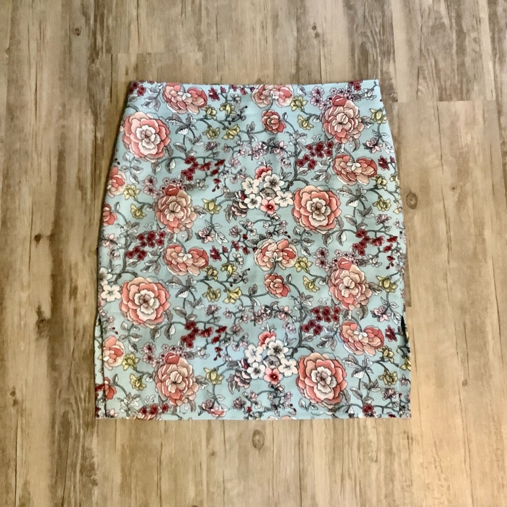 Loft Outlet Floral Skirt Cotton Pique 14 Straight